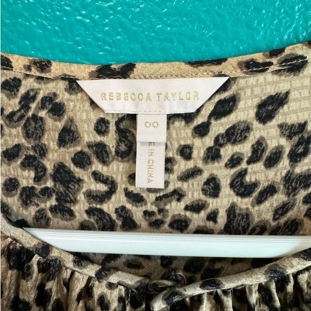 Rebecca Taylor 100% Silk Leopard Print Blouse Women's 00 - Picture 8 of 8